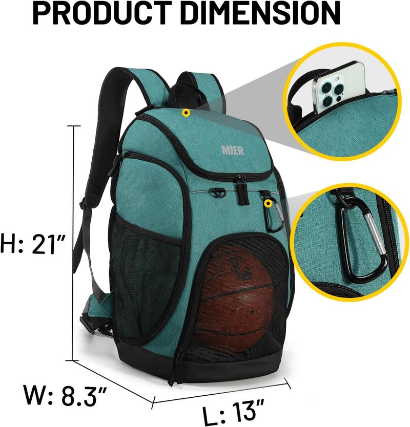 MIER Gym Backpack 40L Basketball Backpack with Ball Compartment & Shoes Storage Multi-Functional Sports Soccer Bag Large Equipment Back Pack Volleyball Backpacks for Men Women - Image 3